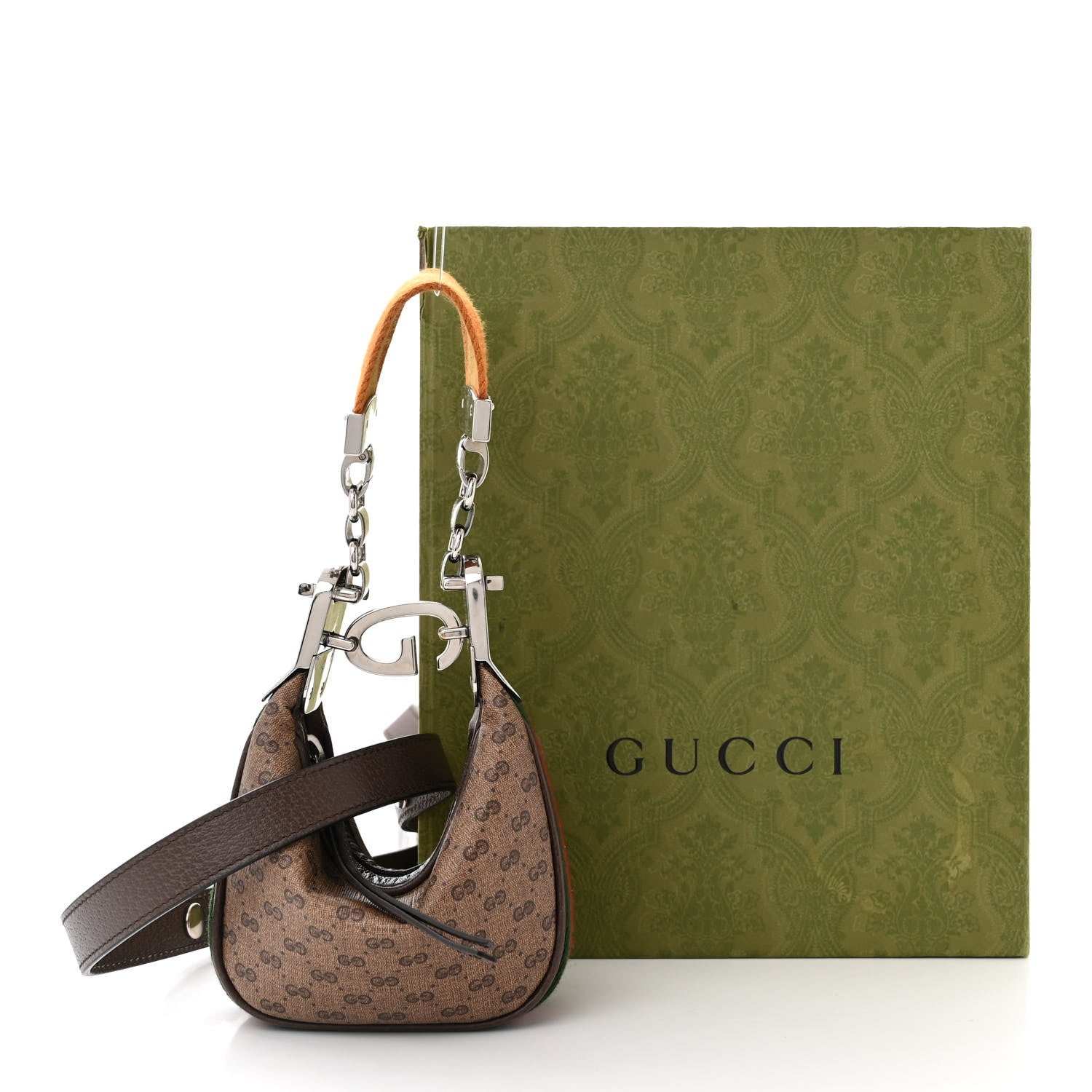 Gucci GG Supreme Monogram Textured Calfskin Web Mini Attache Hobo Beige Ebony New Acero 11 of 11