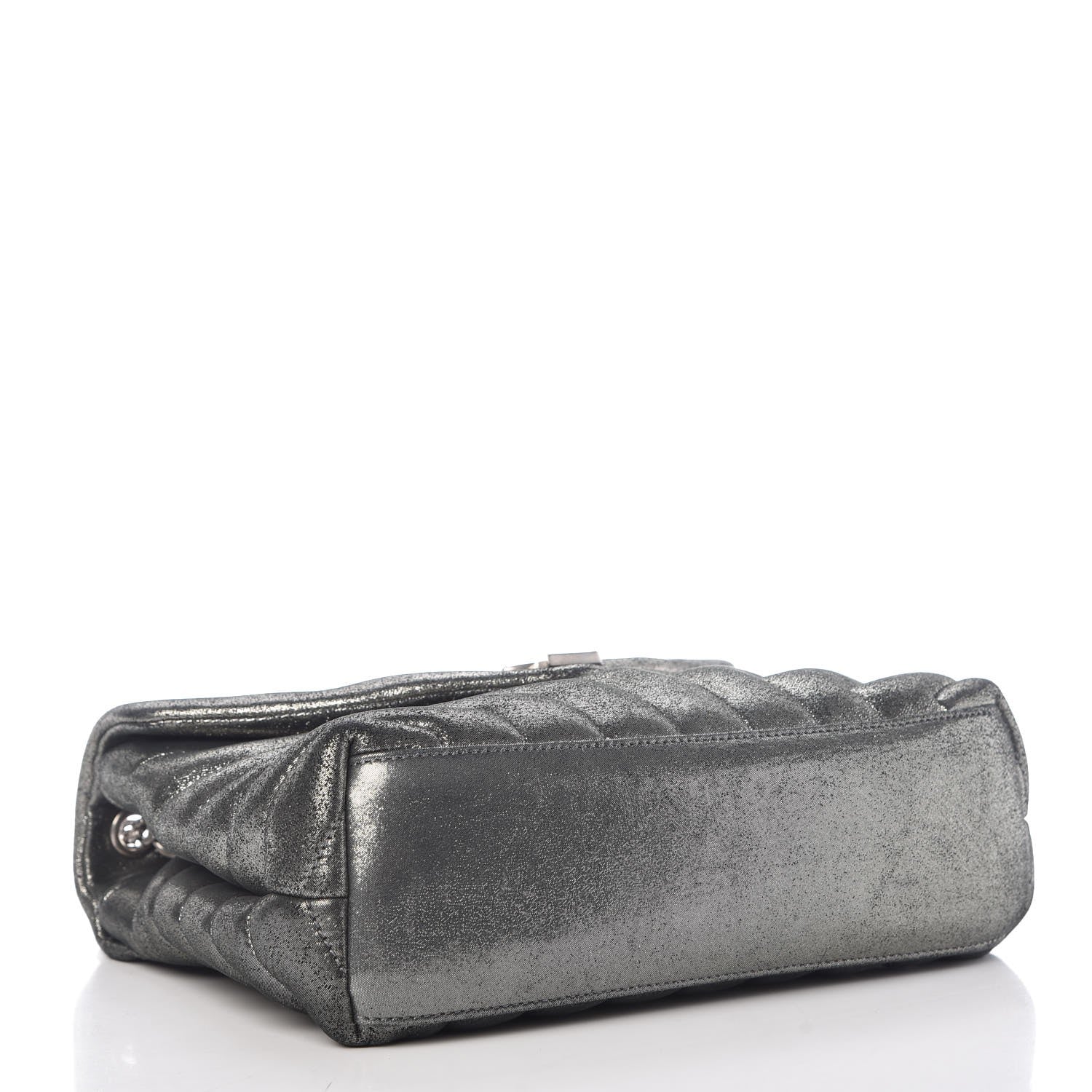 Saint Laurent Metallic Calfskin Y Calfskin Monogram Small Loulou Chain Satchel Dark Grey 4 of 19