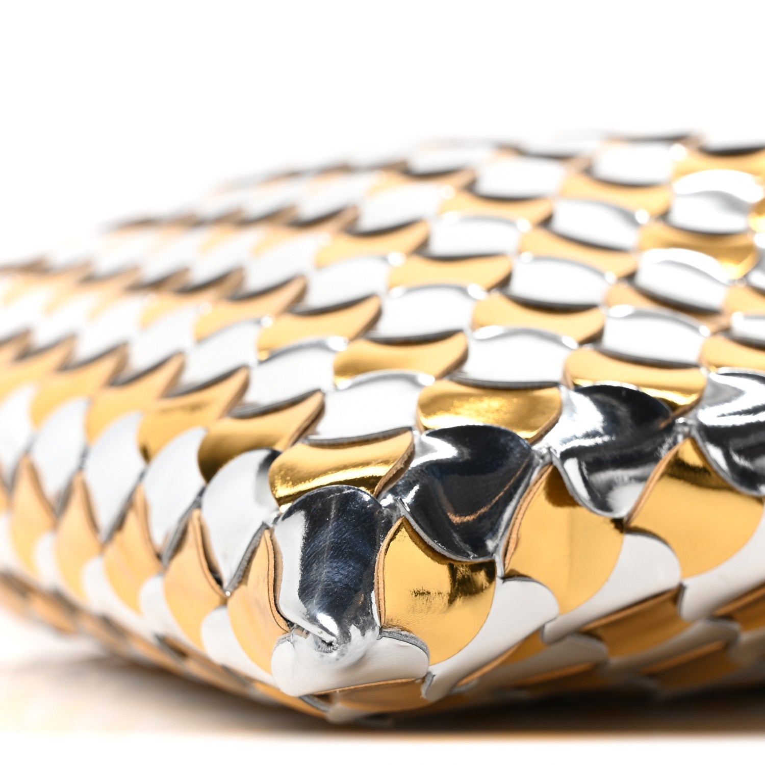 Bottega Veneta Metallic Lambskin Intrecciato Mini Hop Silver Gold 9 of 9