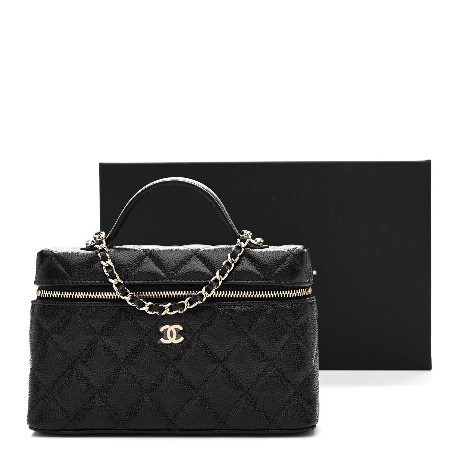 Chanel Caviar Quilted Top Handle Slim Vanity With Chain Black 11 of 11