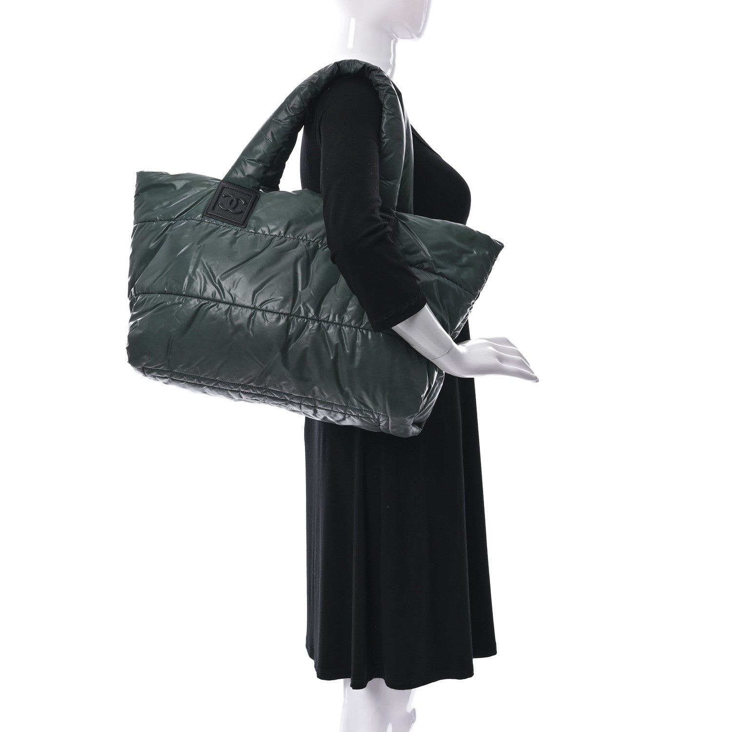 Chanel Nylon Quilted Medium Coco Cocoon Reversible Tote Green 2 of 11