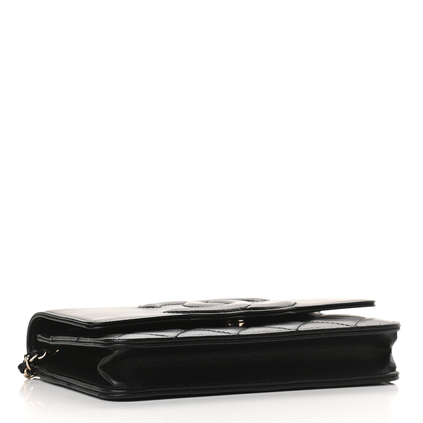 Goatskin Quilted Timeless CC Wallet On Chain WOC Black