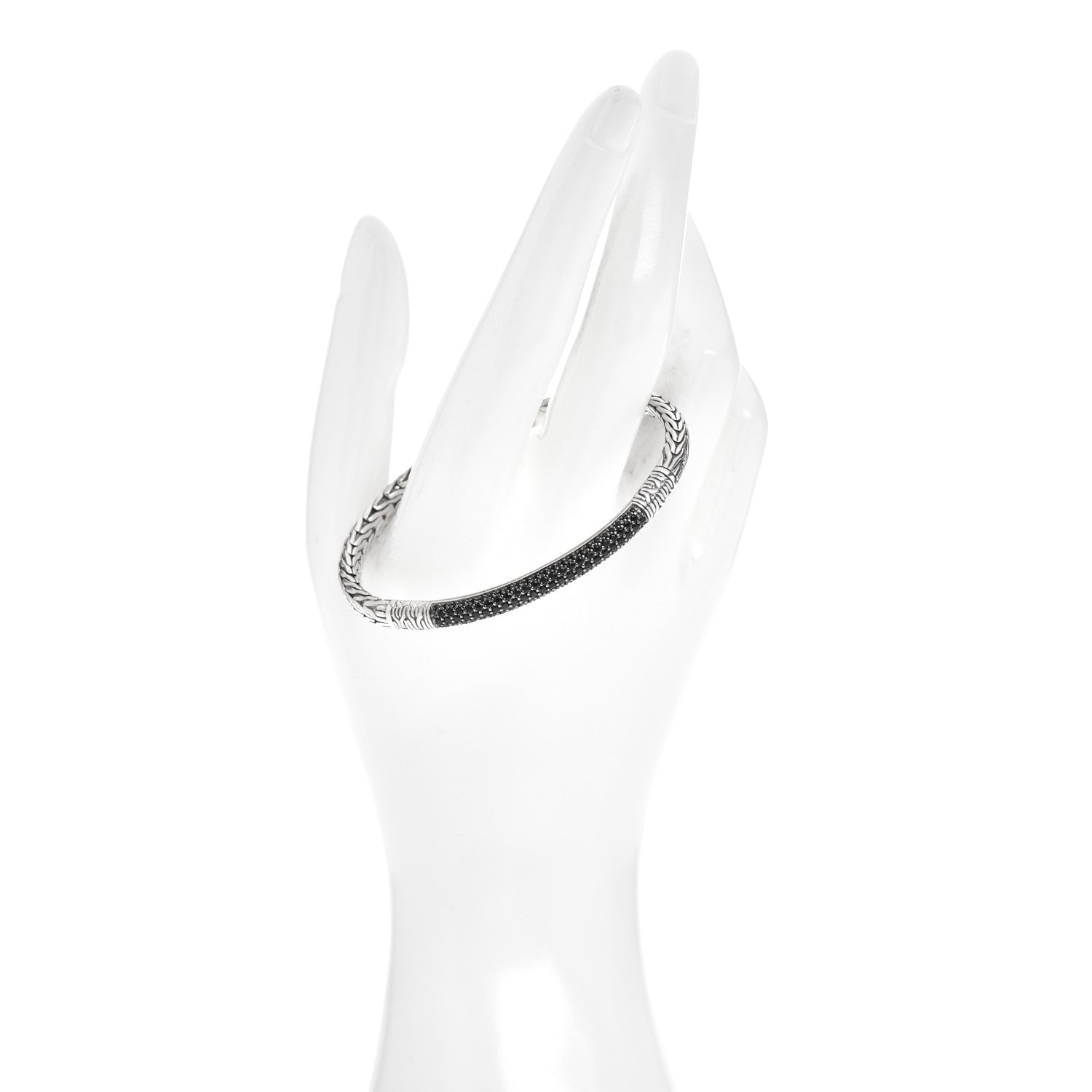 John Hardy Sterling Silver Black Spinel Classic Chain Cuff Bracelet 2 of 5