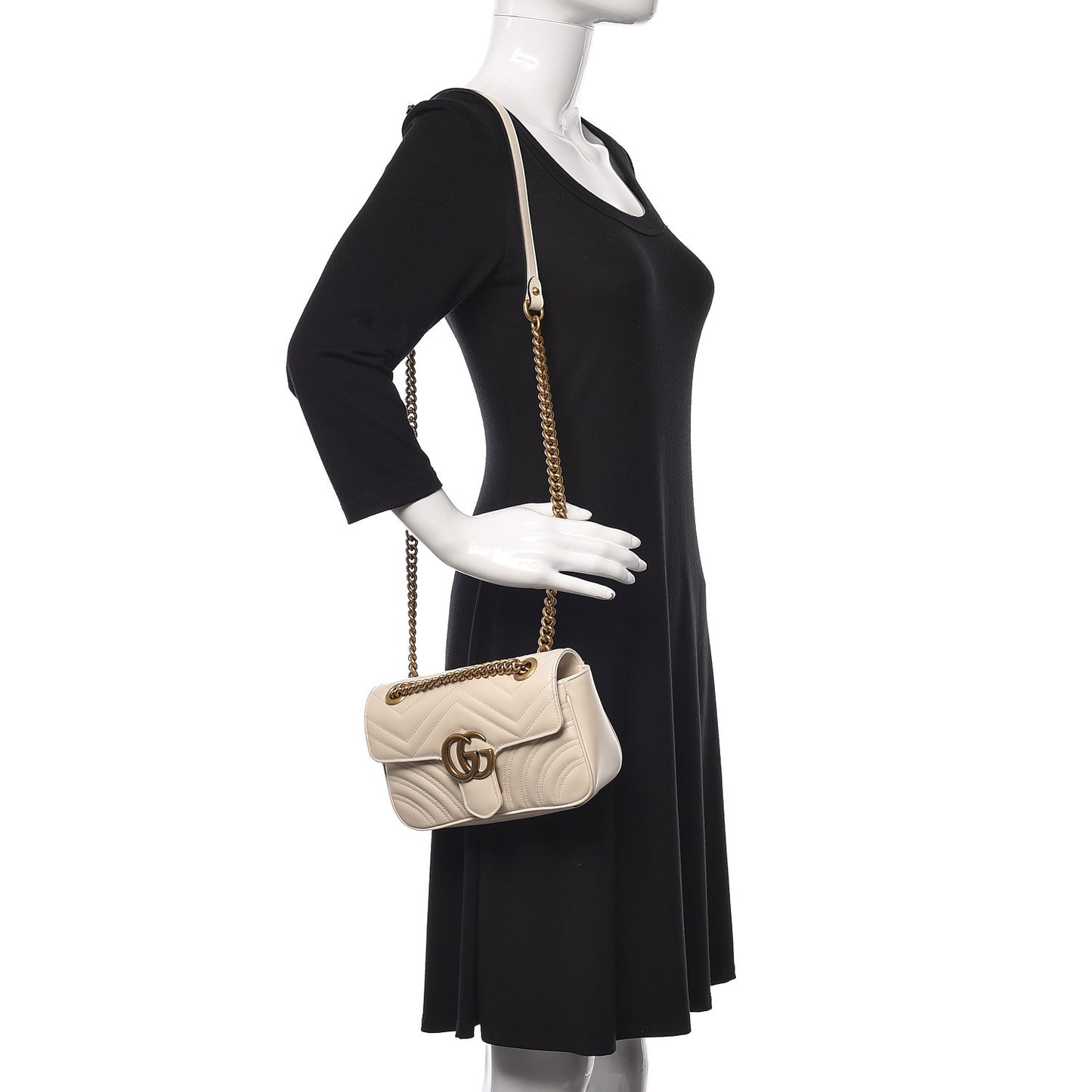 Calfskin Matelasse Mini GG Marmont Shoulder Bag White