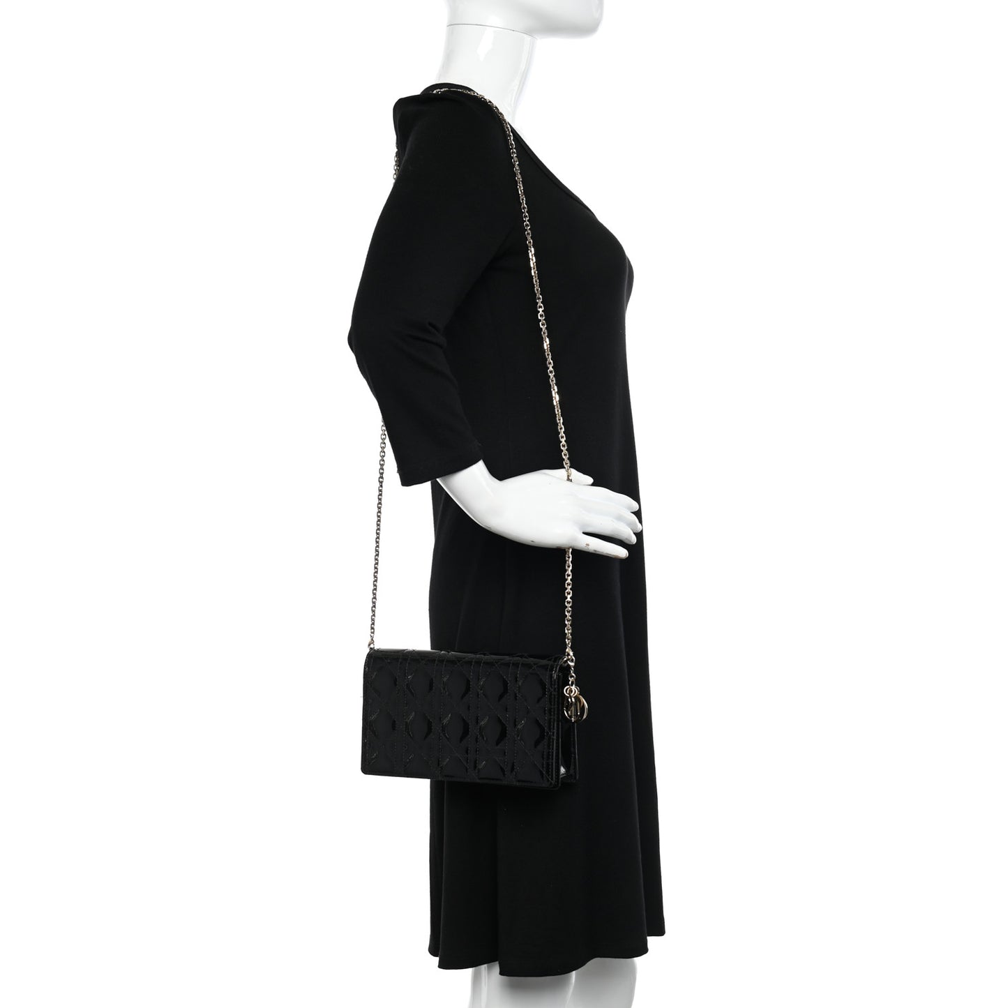 Patent Cannage Lady Dior Pouch Black
