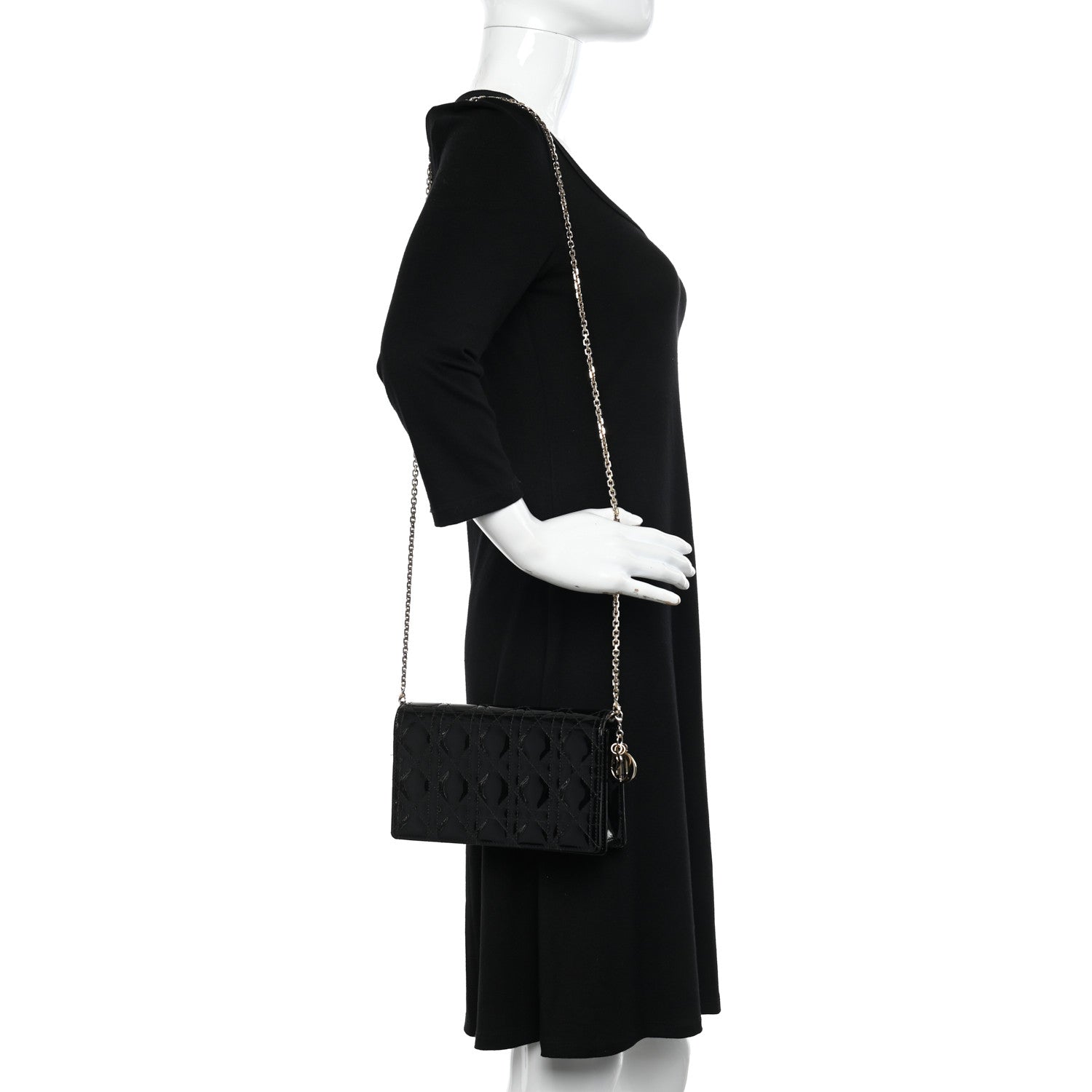 Christian Dior Patent Cannage Lady Dior Pouch Black 2 of 15