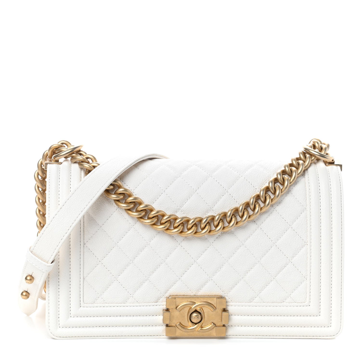 Chanel Caviar Quilted Medium Boy Flap Ivory 1 of 10