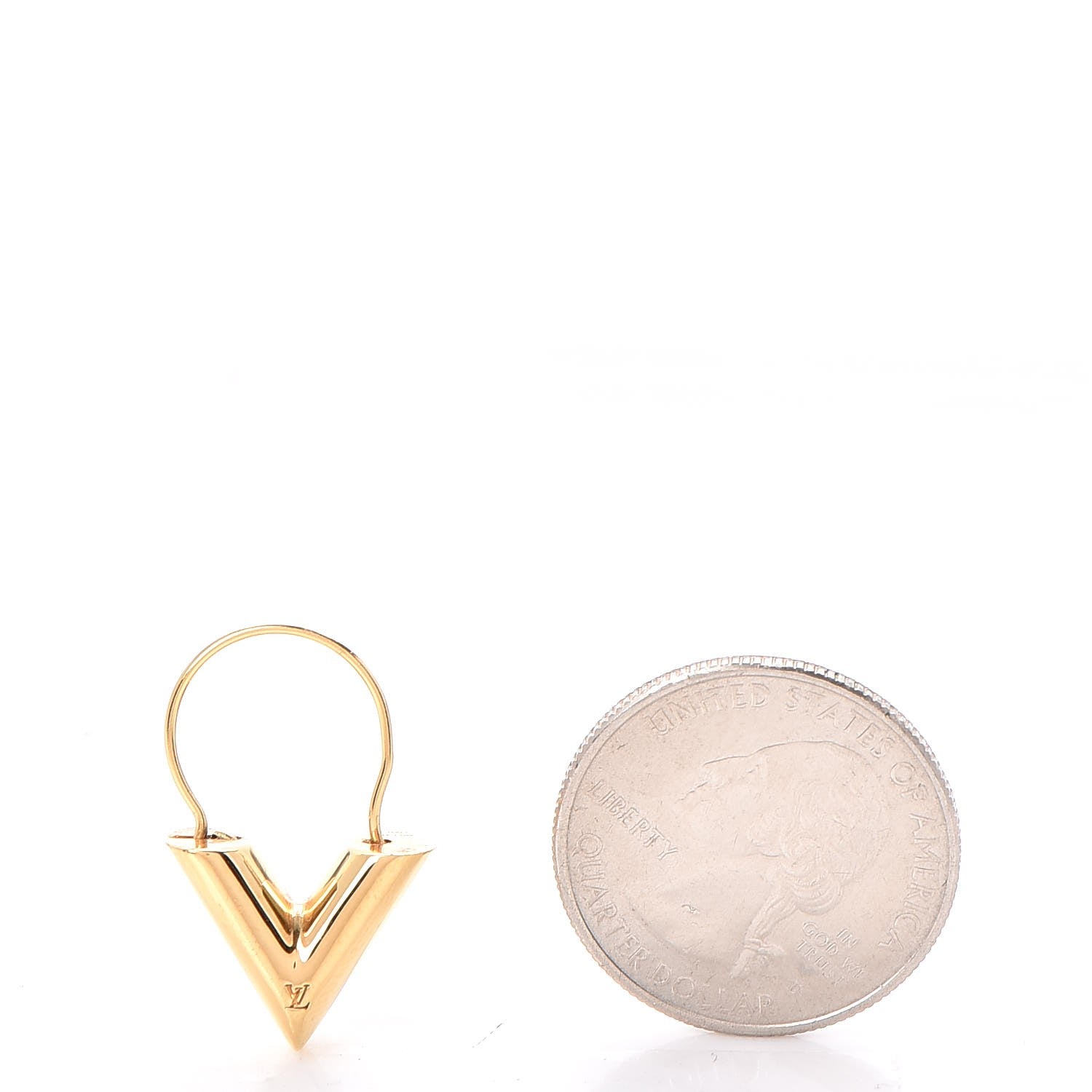 Louis Vuitton Brass Essential V Hoop Earrings Gold 2 of 6