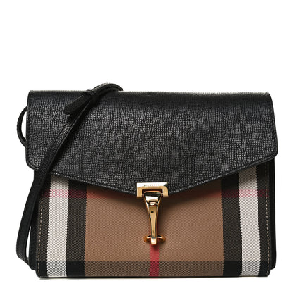Burberry Derby Calfskin House Check Small Macken Crossbody Bag Black 1 of 12