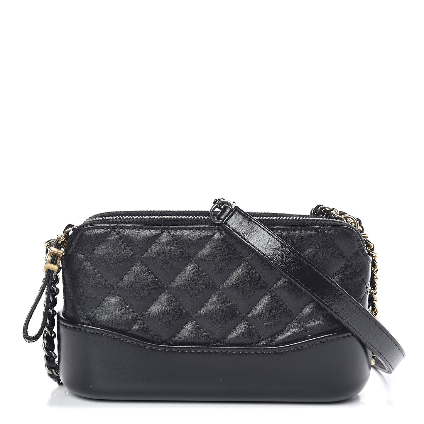 Aged Calfskin Quilted Small Gabrielle Clutch With Chain Black