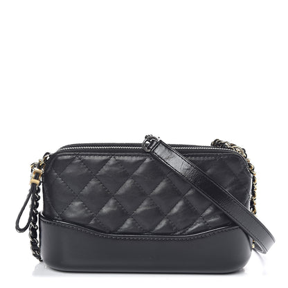 Chanel Aged Calfskin Quilted Small Gabrielle Clutch With Chain Black 1 of 12