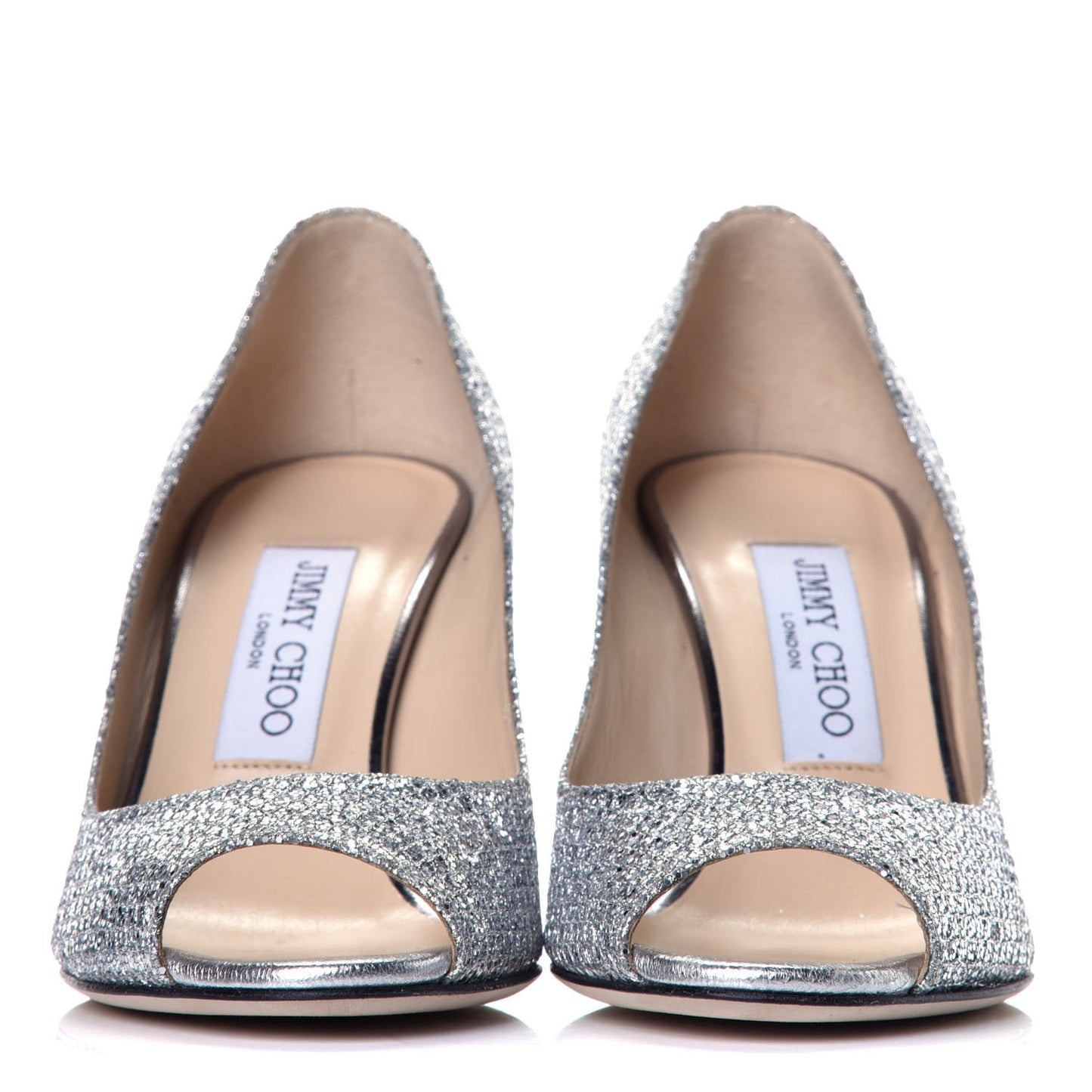 Glitter Fabric Baxen Peep Toe Wedges 36.5 Silver