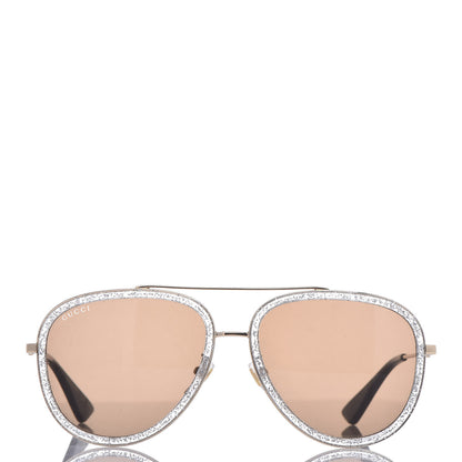 Gucci Glitter Aviator Sunglasses GG0062S Silver 2 of 7