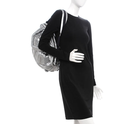 Chanel Nylon Embossed Doudoune Bowling Bag Silver 2 of 8