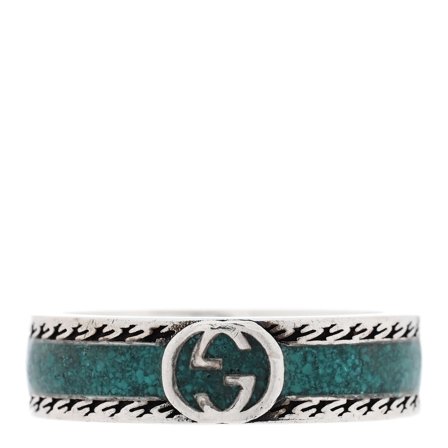 Sterling Silver Enamel Interlocking G Band Ring 60 9 Blue