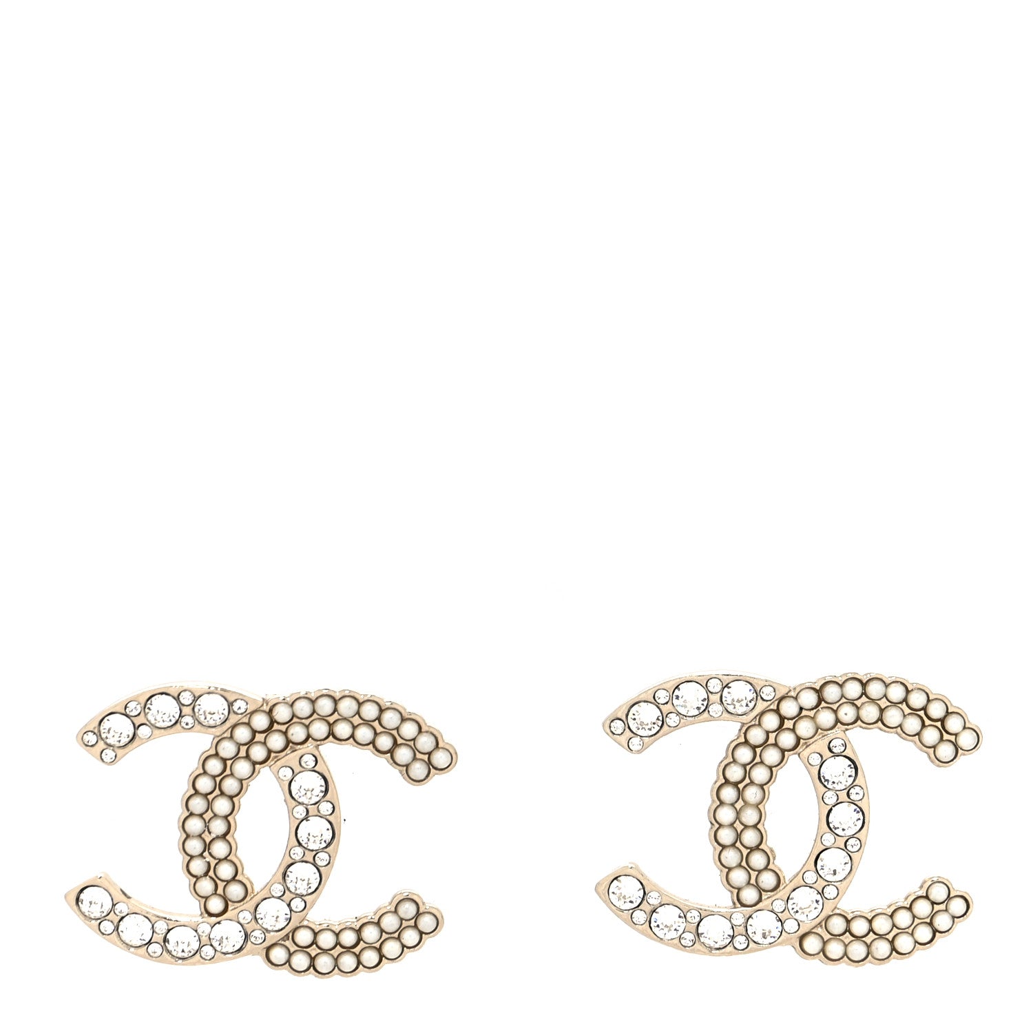 Chanel Crystal Pearl CC Earrings Gold 1 of 4