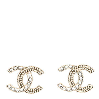Chanel Crystal Pearl CC Earrings Gold 1 of 4