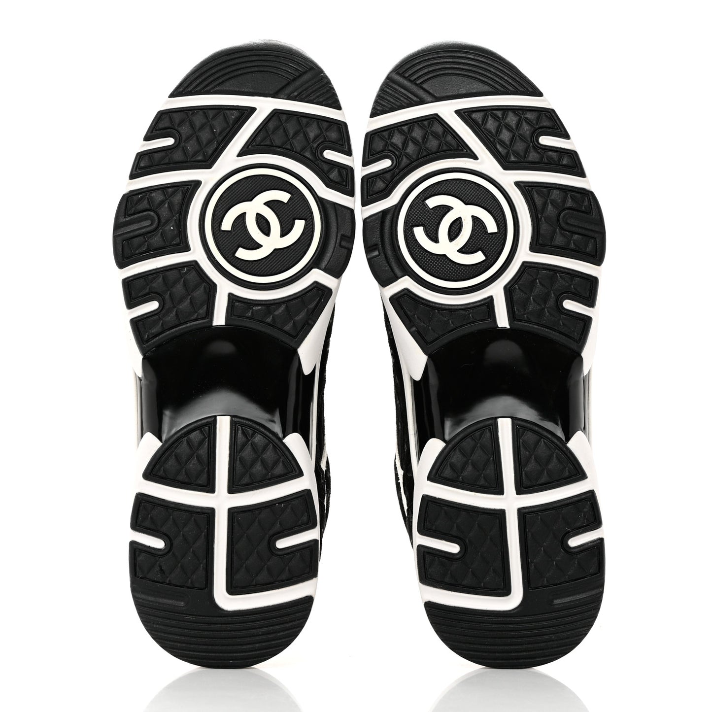 Nylon Suede Calfskin Printed CC Sneakers 39 White Black