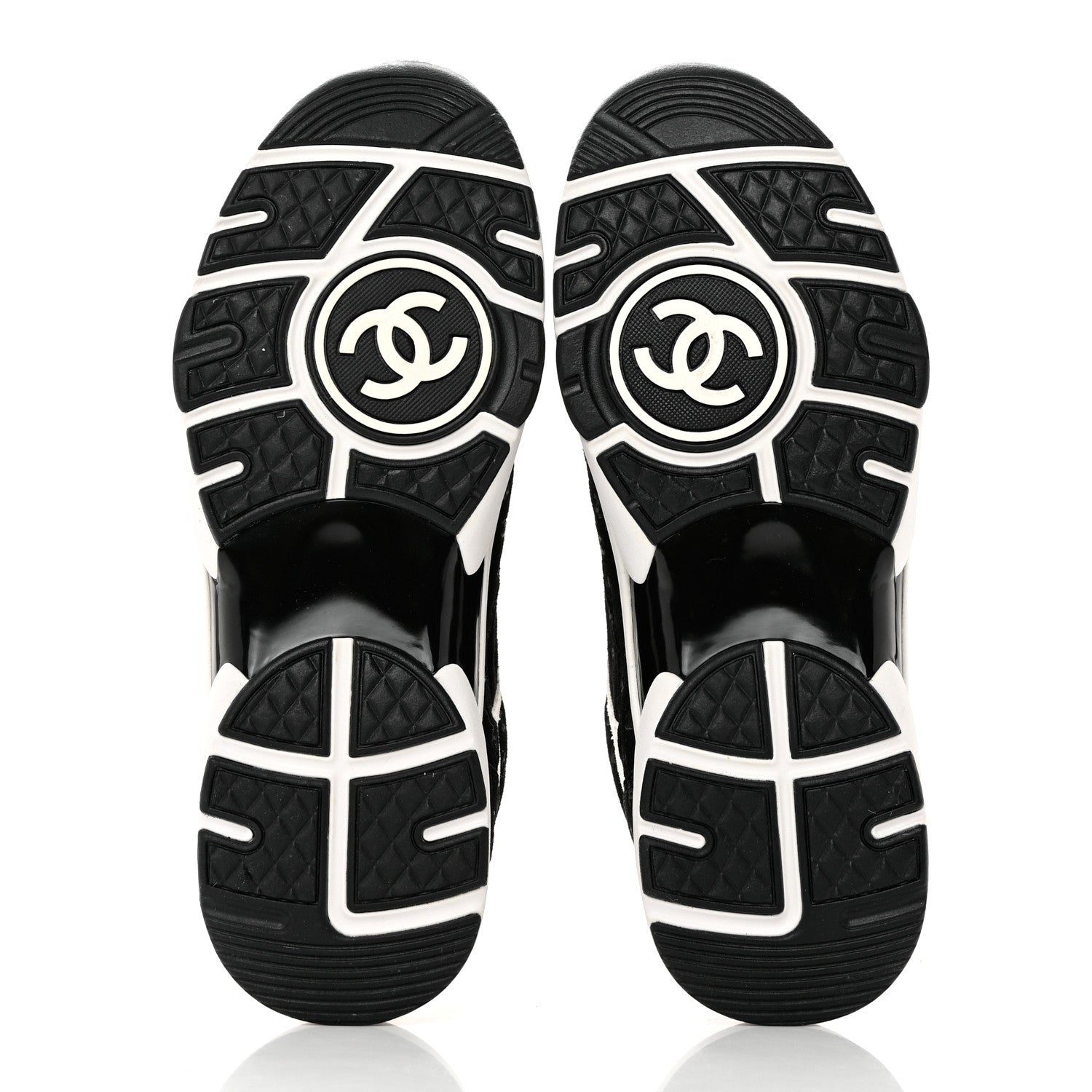 Chanel Nylon Suede Calfskin Printed CC Sneakers 39 White Black 5 of 8