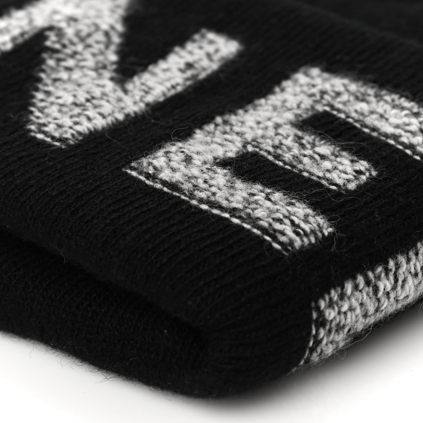 Cashmere Logo Beanie Hat Black Light Grey