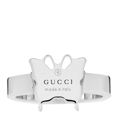 Gucci Sterling Silver Butterfly Band Ring 54 6.75 1 of 7