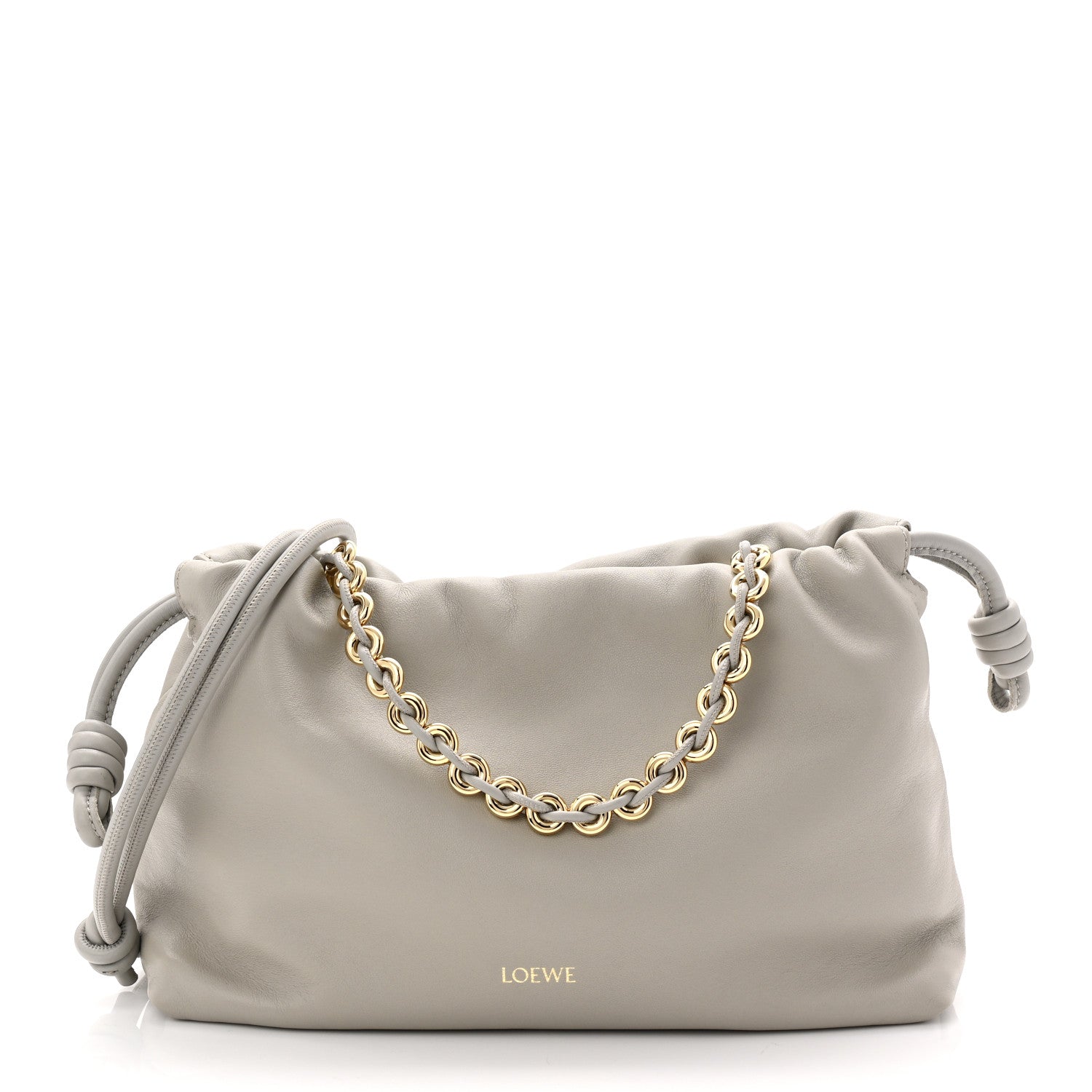 Loewe Mellow Nappa Donut Chain Medium Flamenco Knot Clutch Shell Grey 1 of 10
