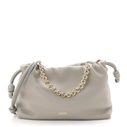 Loewe Mellow Nappa Donut Chain Medium Flamenco Knot Clutch Shell Grey 1 of 10