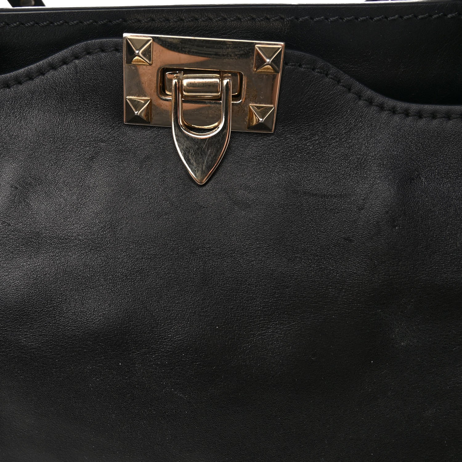 Valentino Garavani Vitello Medium Rockstud Tote Black 17 of 18