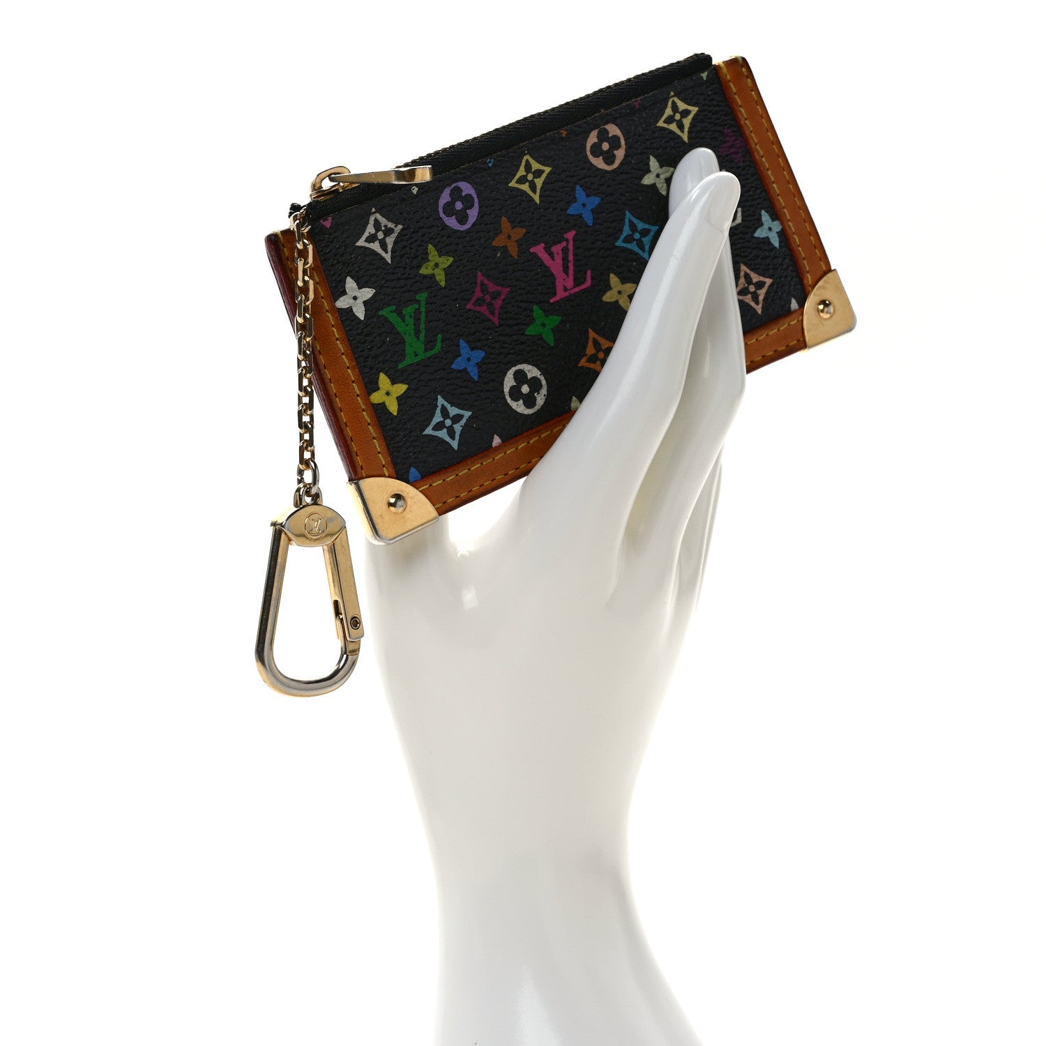 Louis Vuitton Monogram Multicolor Key Pouch Black 2 of 9