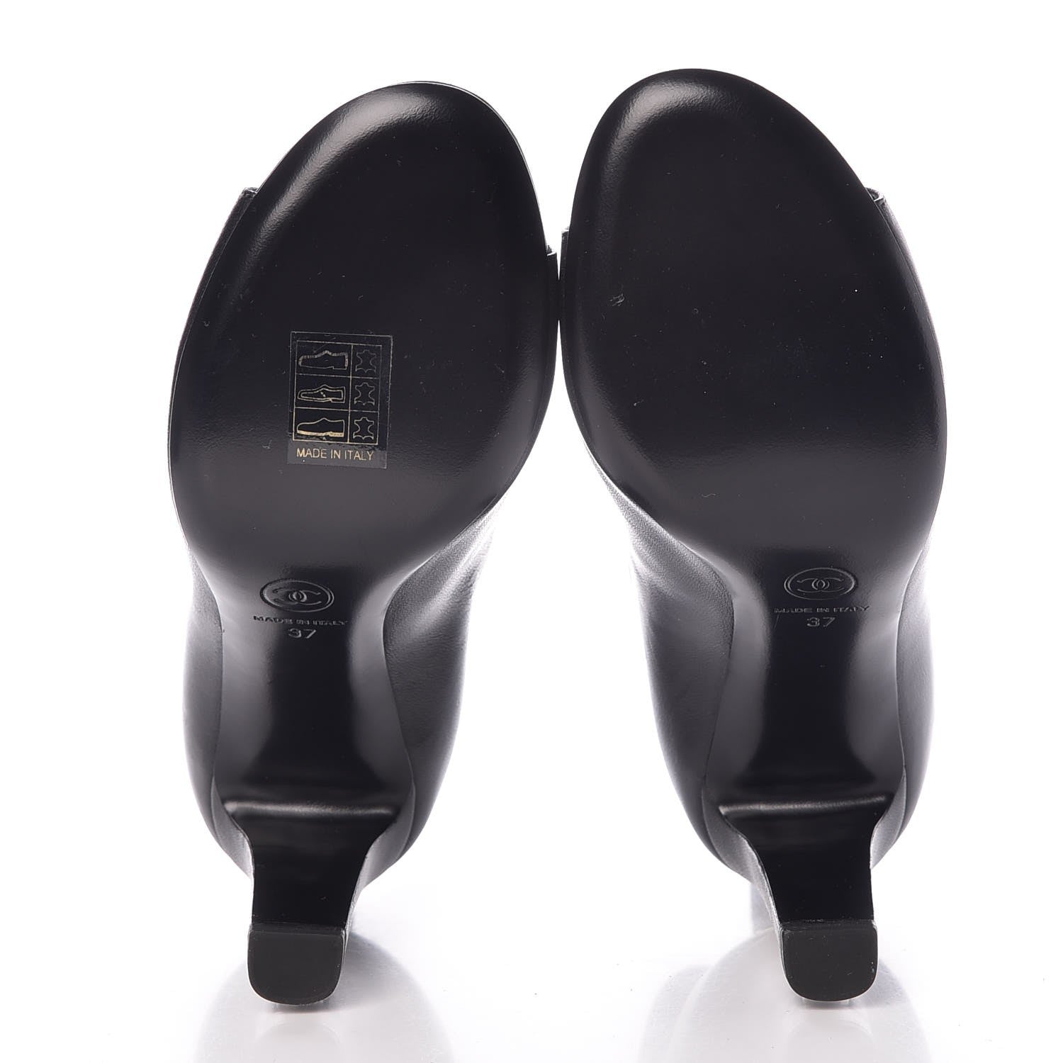 Chanel Calfskin Pearl Open Toe Ankle Boots 37 Black 5 of 6