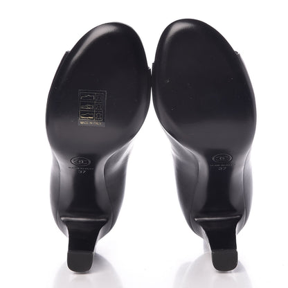 Chanel Calfskin Pearl Open Toe Ankle Boots 37 Black 5 of 6