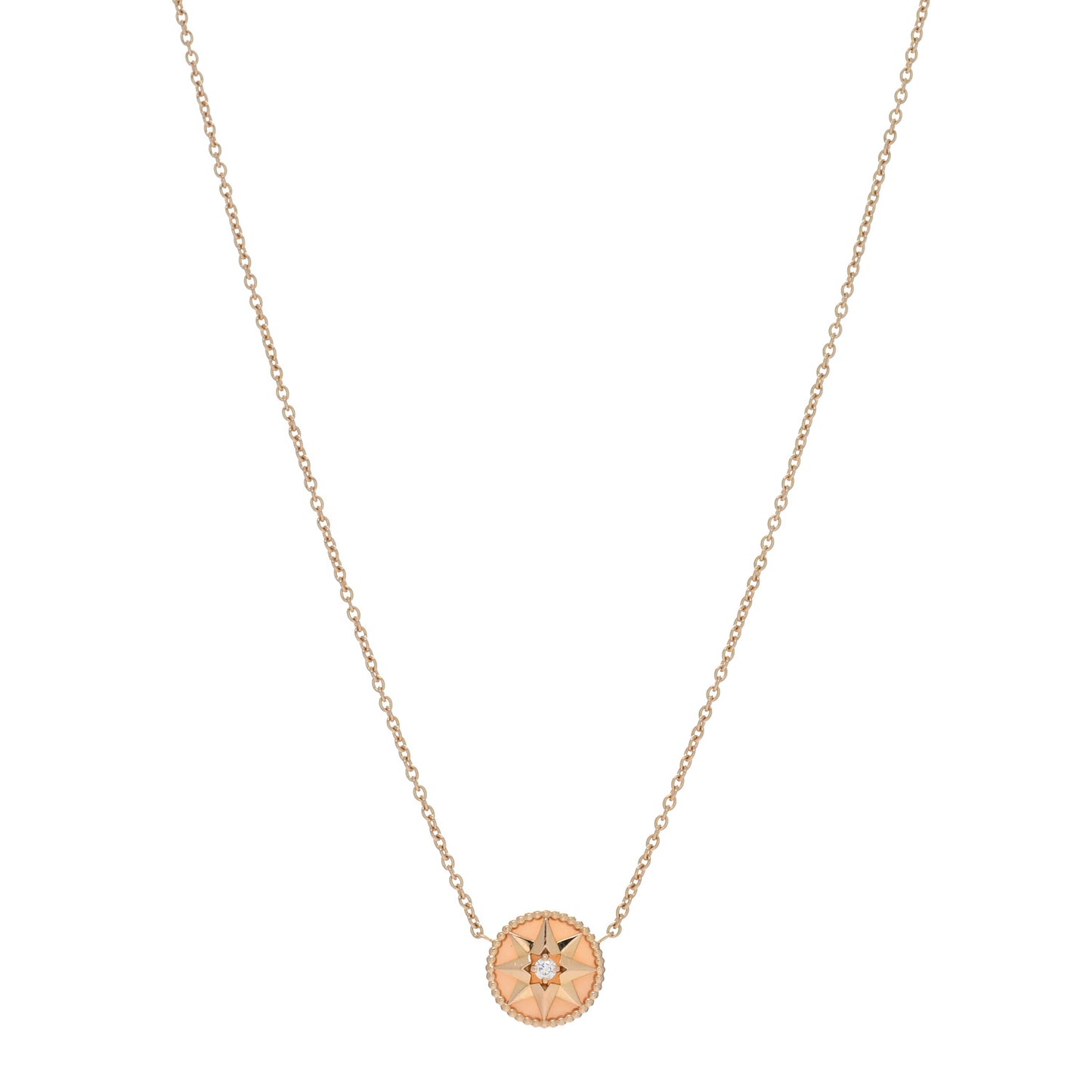 18K Rose Gold Diamond Pink Opal Rose Des Vents Necklace