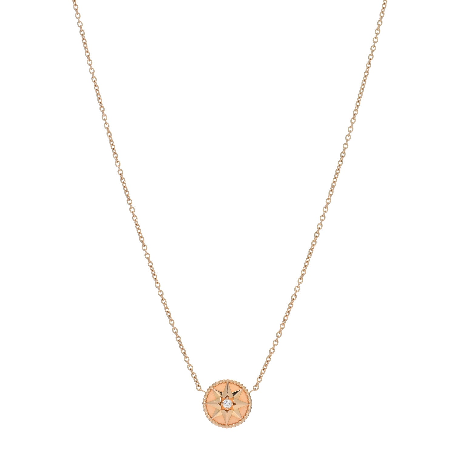 Christian Dior 18K Rose Gold Diamond Pink Opal Rose Des Vents Necklace 1 of 4