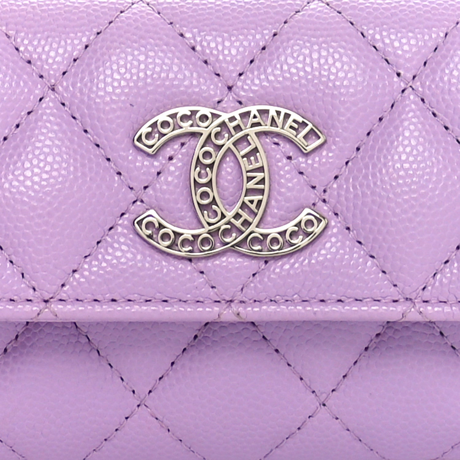 Chanel Caviar Quilted CC Logo Flap Card Holder Light Purple 9 of 10