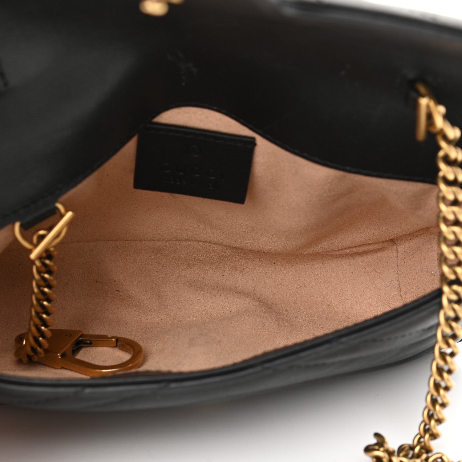 Gucci Calfskin Matelasse Super Mini GG Marmont Shoulder Bag Black 5 of 15