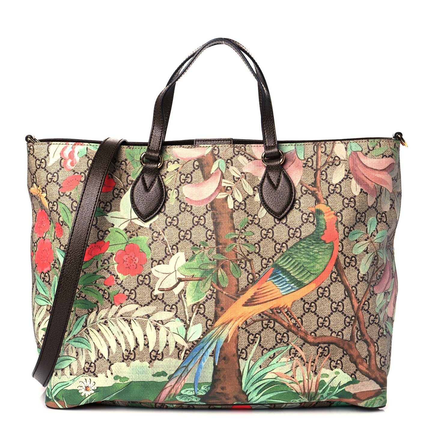 Soft GG Supreme Monogram Tian Medium Crossbody Tote Beige Multicolor New Acero