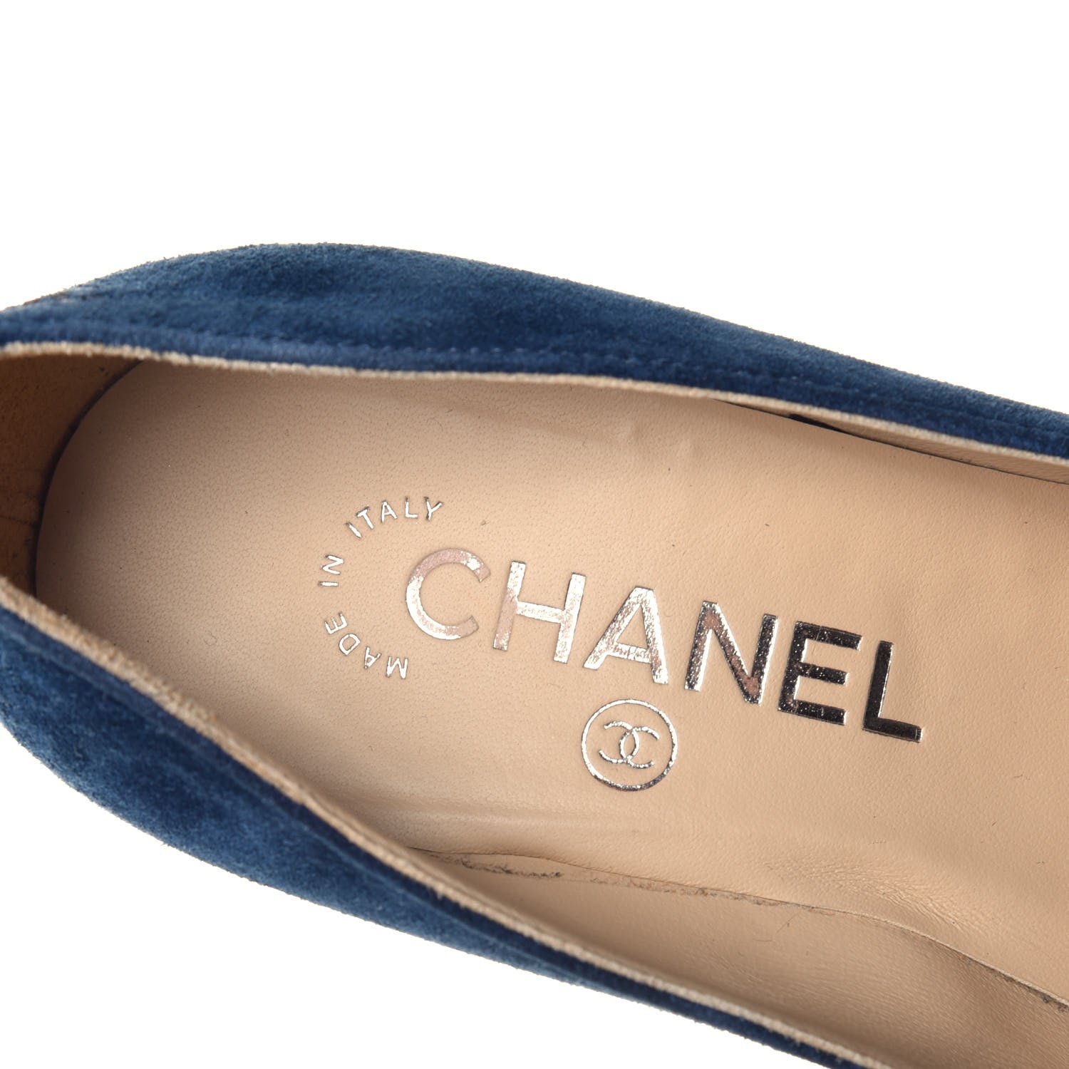 Chanel Suede Satin Cap Toe Gabrielle Pumps 35 Navy Black 7 of 9