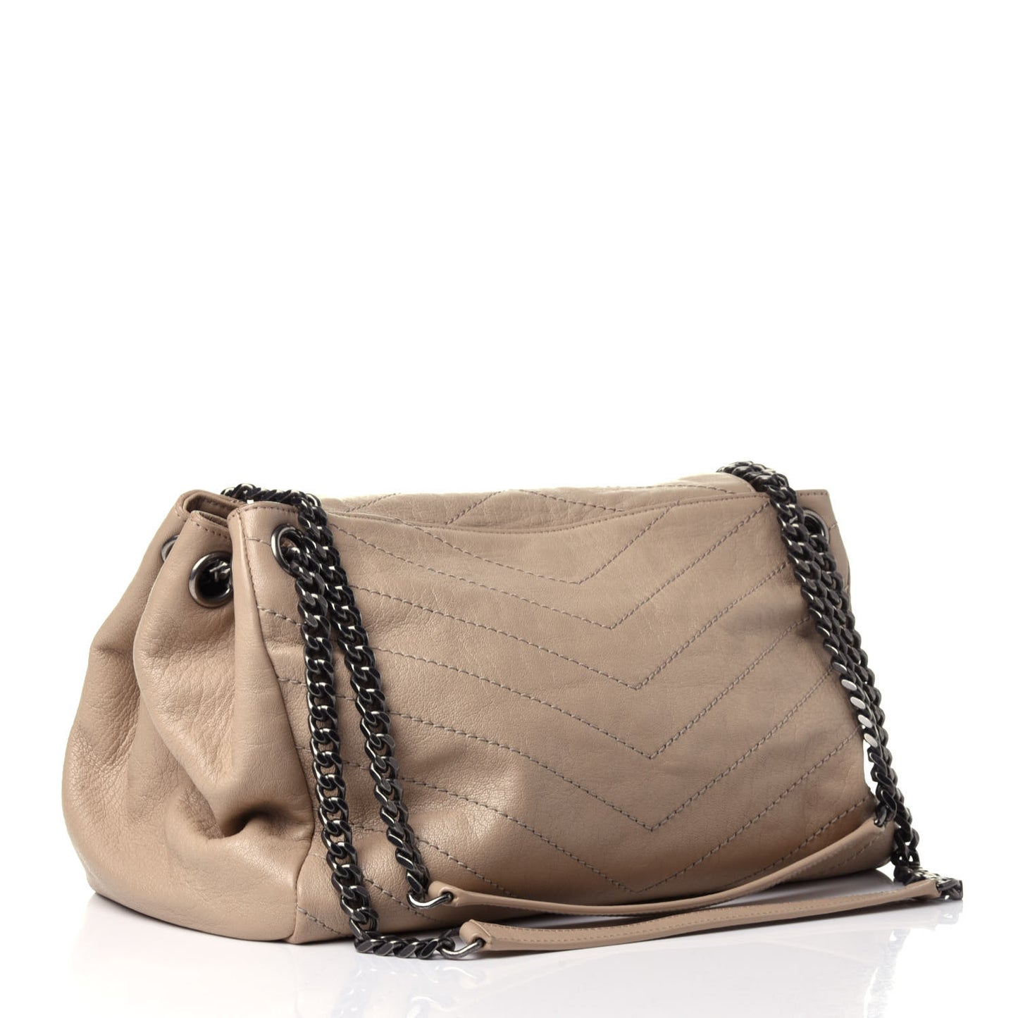 Vintage Lambskin Chevron Monogram Medium Nolita Light Taupe