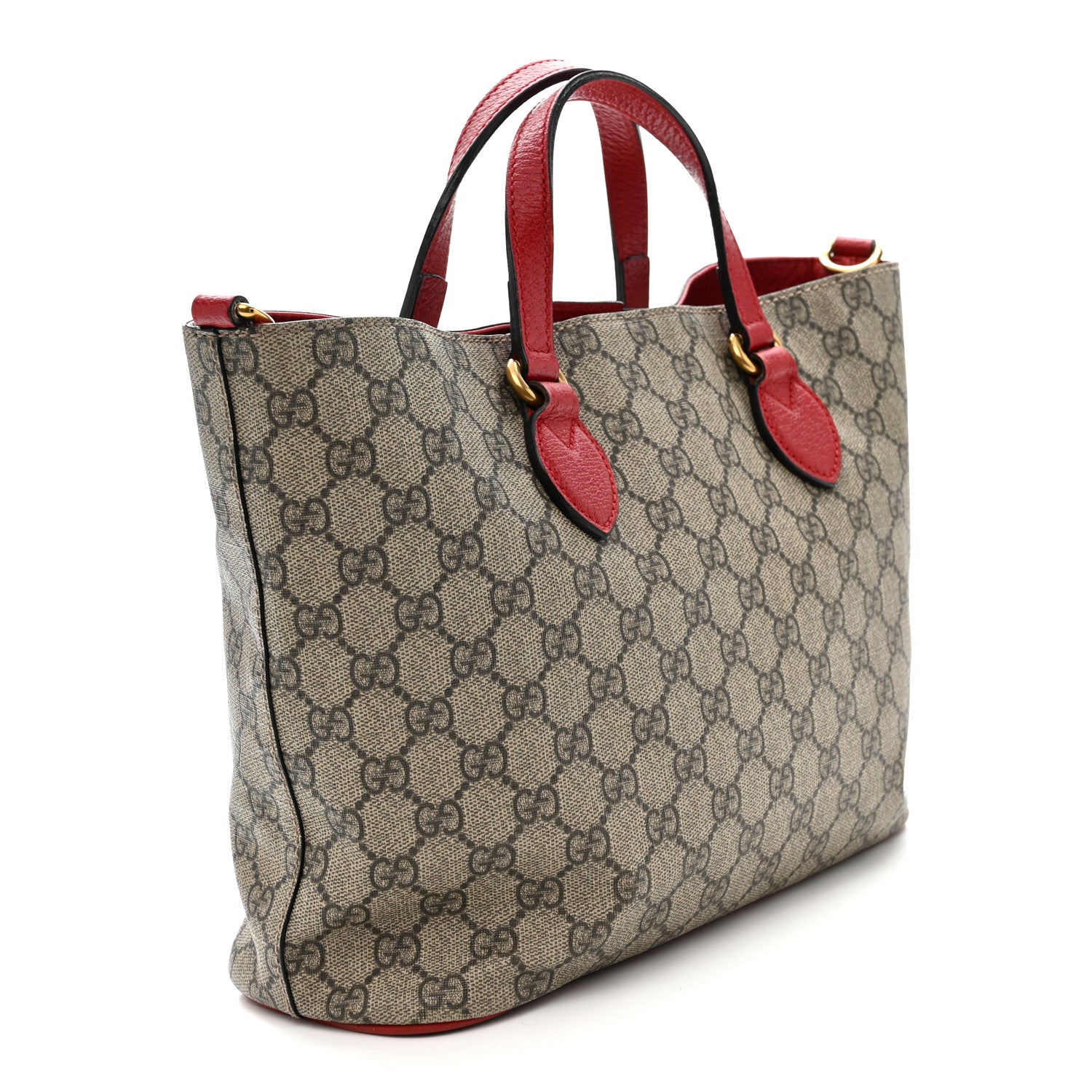 Gucci Soft GG Supreme Monogram Web Bosco Patch Small Crossbody Tote Beige Malva Hibiscus Red 3 of 21