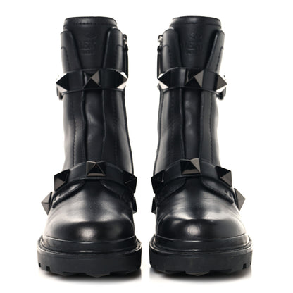 Valentino Garavani Calfskin Tonal Roman Stud 20/40mm Combat Boots 36.5 Black 3 of 9
