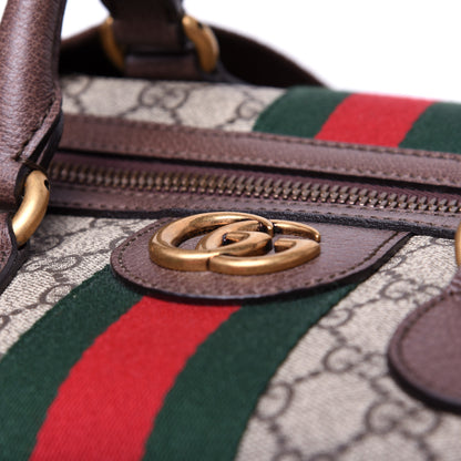 Gucci GG Supreme Monogram Textured Dollar Calfskin Web Medium Ophidia Carry-On Duffle Bag Beige Ebony New Acero 11 of 16