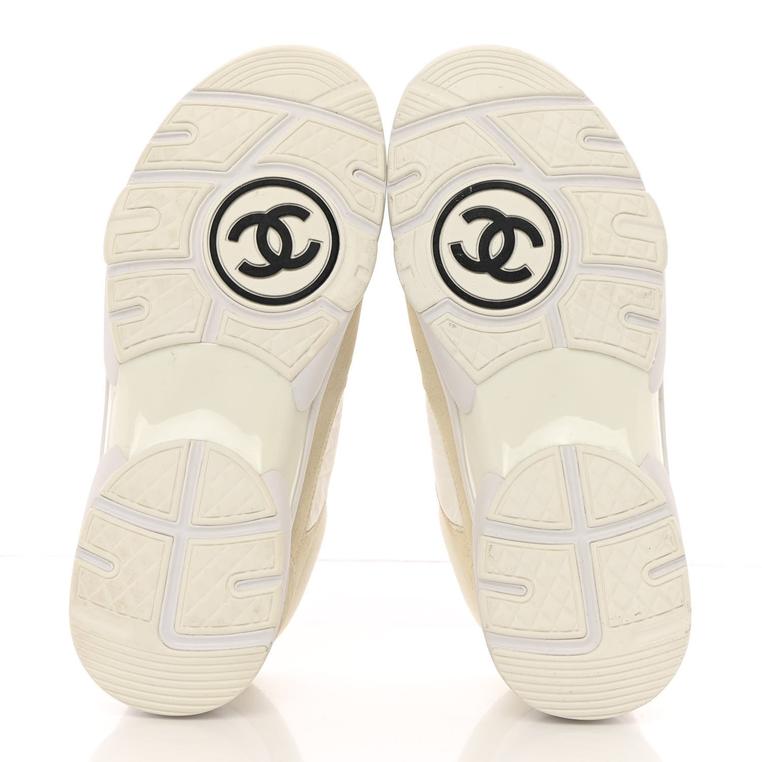 Chanel Suede Calfskin Fabric CC Sneakers 36 White 5 of 13
