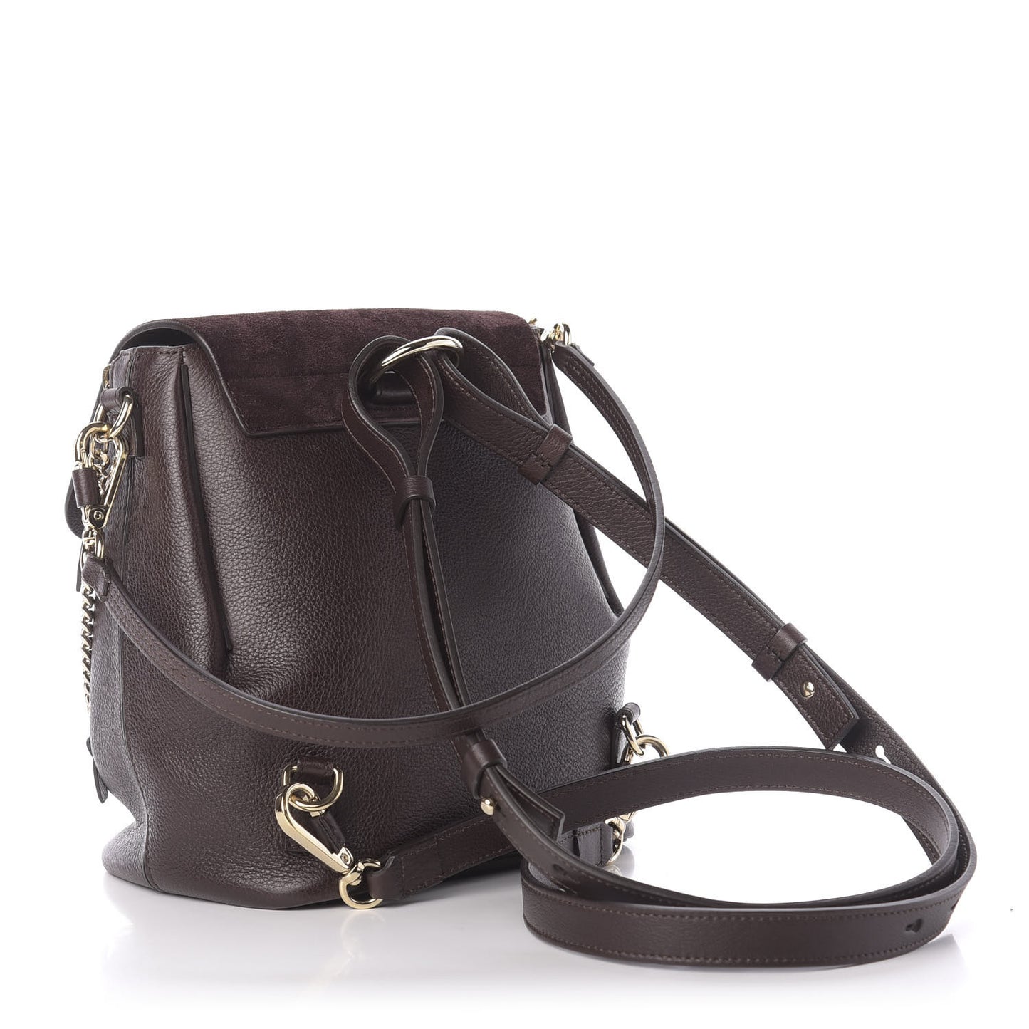 Suede Calfskin Small Faye Backpack Carbon Brown
