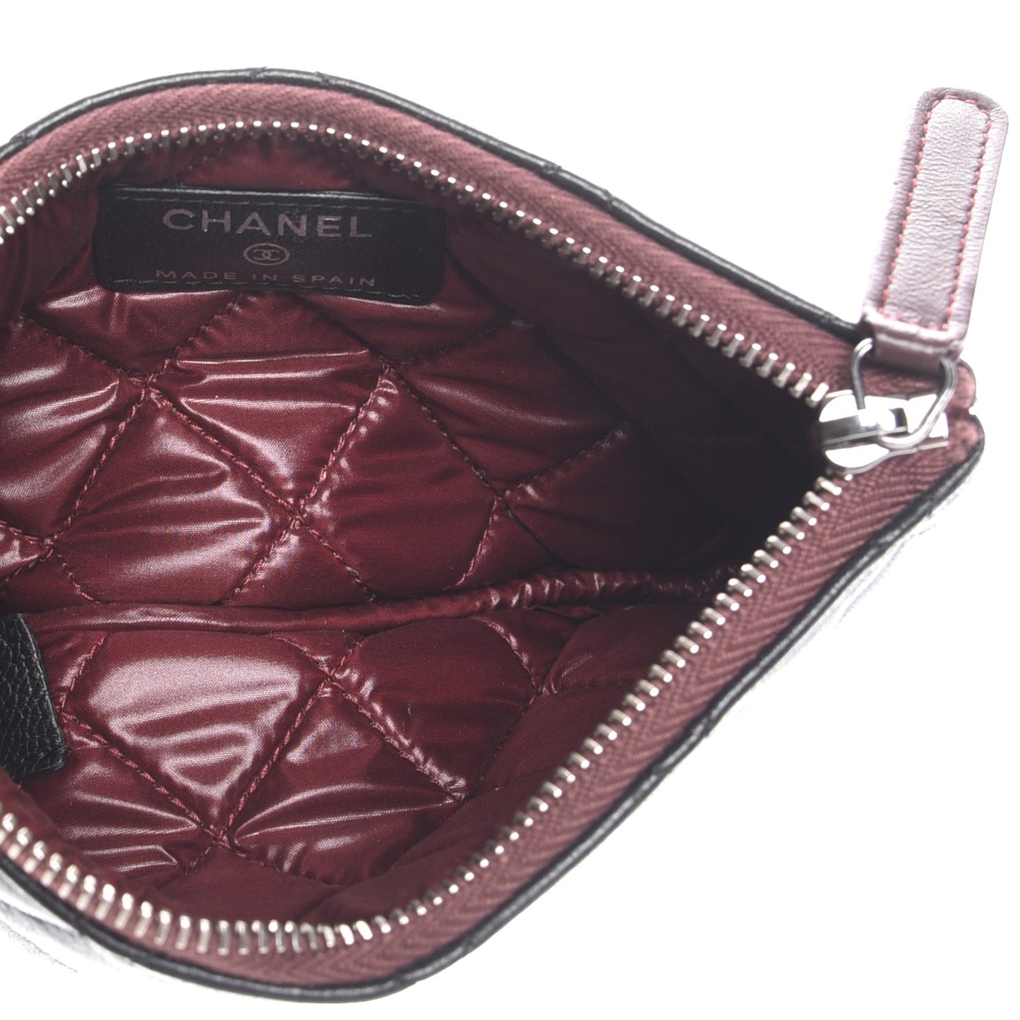 Lambskin Quilted Small Cosmetic Case Black