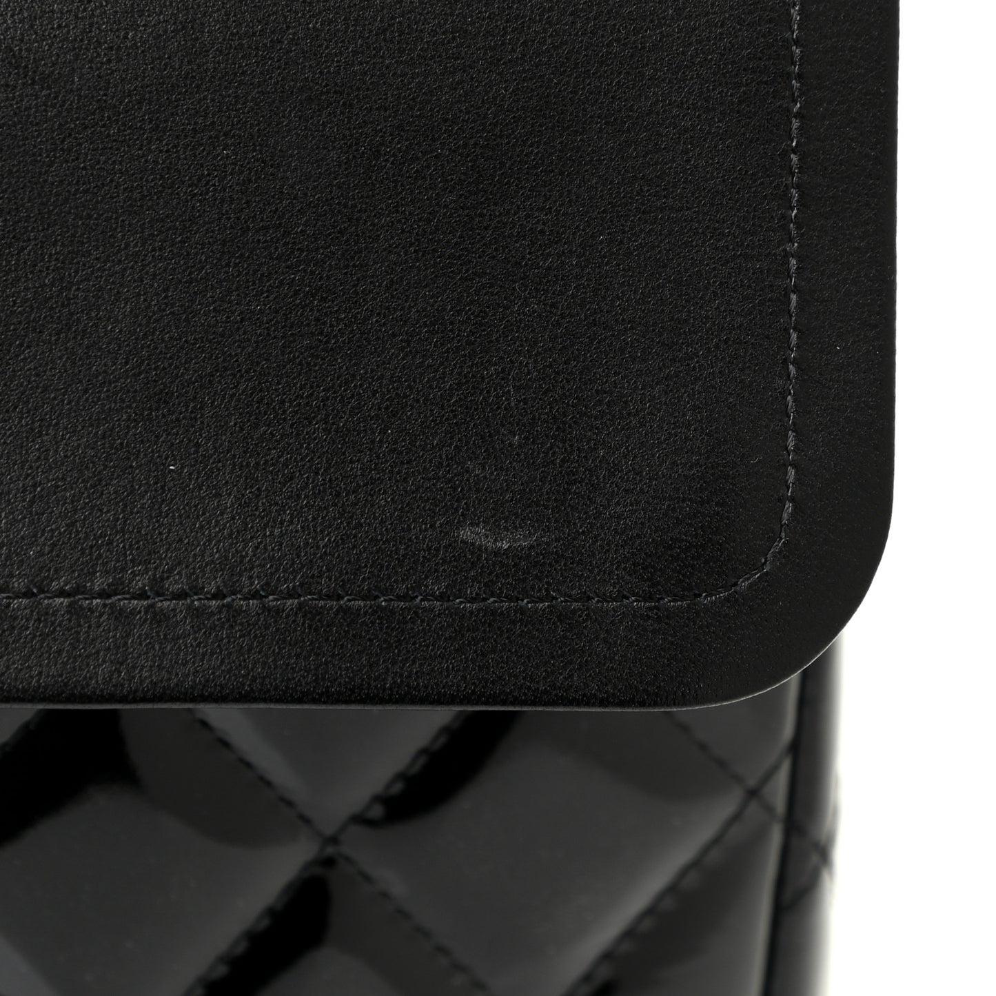 Patent Quilted Maxi Double Flap Black