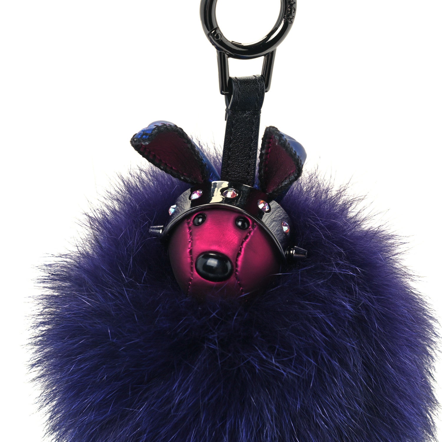 MCM Fox Fur Rabbit Punk Bag Charm Purple 2 of 6