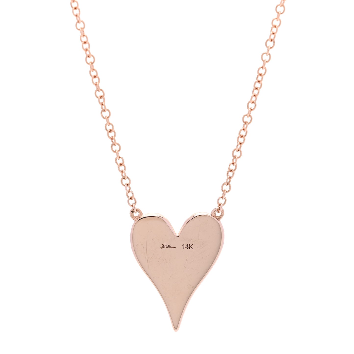 14K Rose Gold Diamond .18ctw Pave Heart Pendant Necklace
