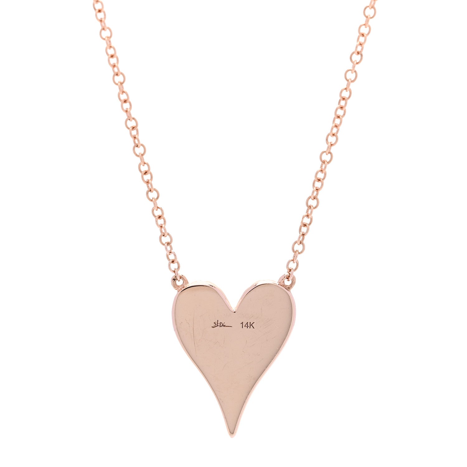 Parker & West by FASHIONPHILE 14K Rose Gold Diamond .18ctw Pave Heart Pendant Necklace 4 of 5