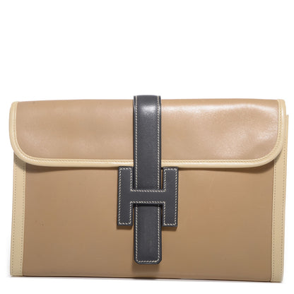 Hermes Box Tri-Color Jige PM Clutch Tabac Camel Ardoise Parchemin 1 of 7