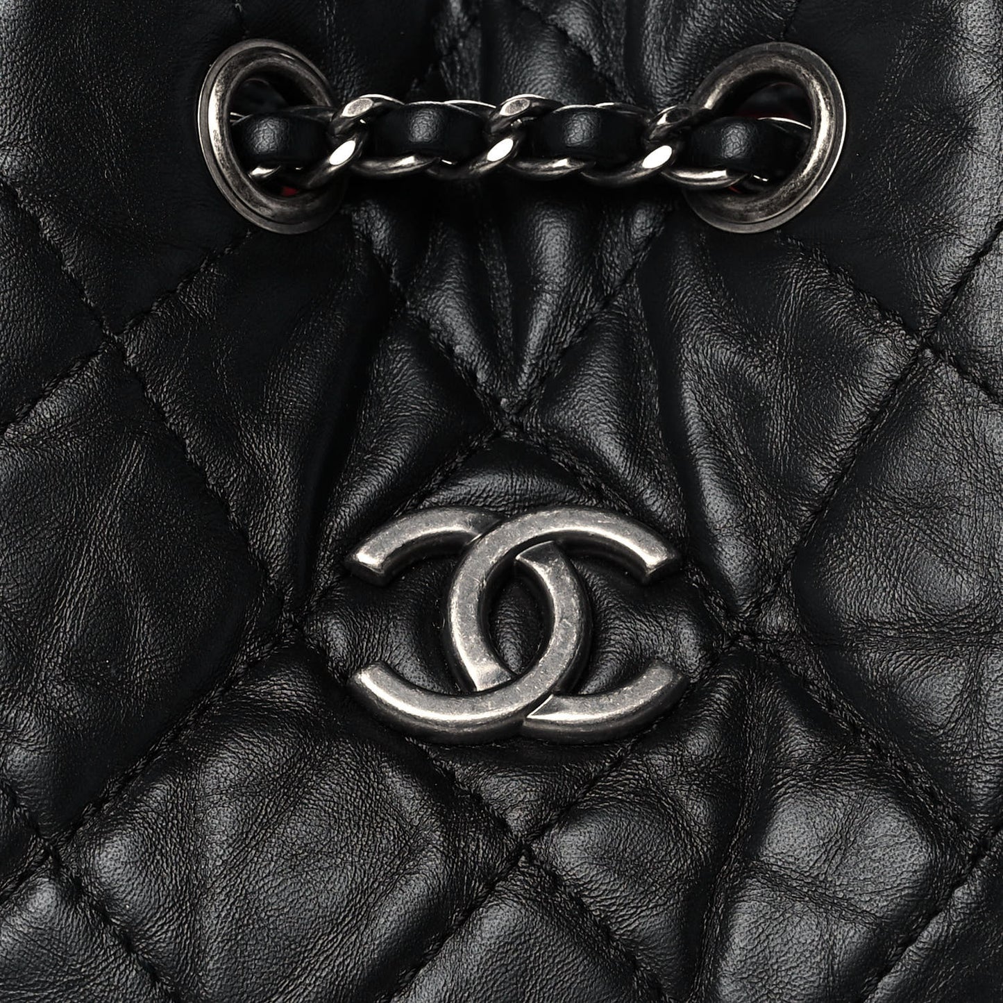 Aged Calfskin Quilted Small Gabrielle Backpack Black
